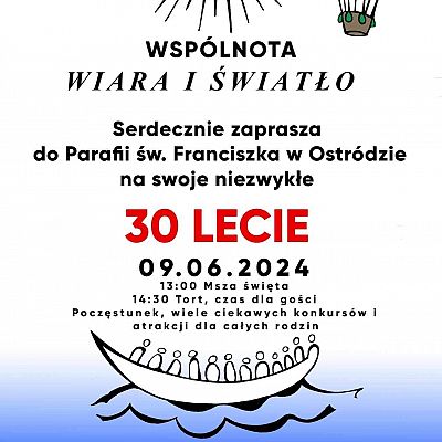 30-lecie wspólnoty Wiara-Światło grafika