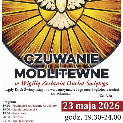 Modlitewne czuwanie w Wigilię Zesłania Ducha Świętego grafika